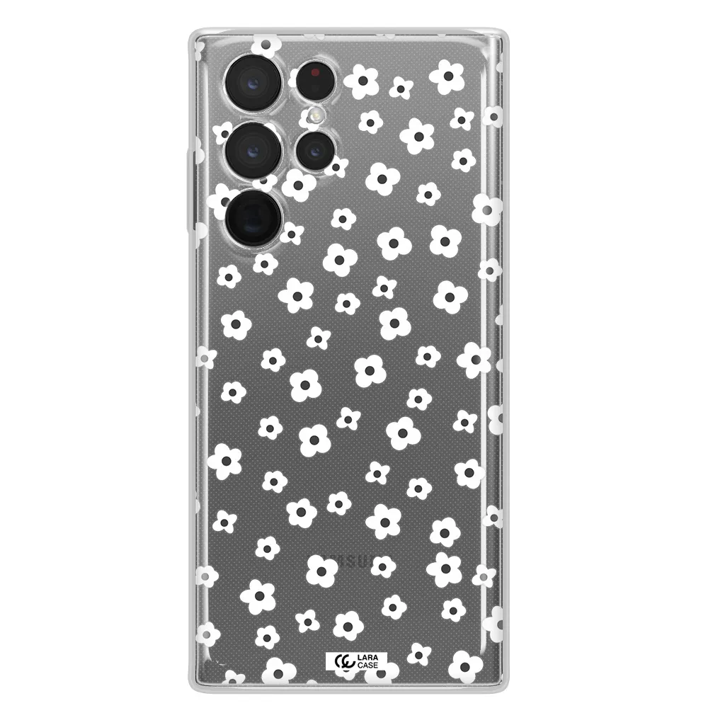 Five Petal White Flower Samsung S 22 Ultra Clear TPU Case