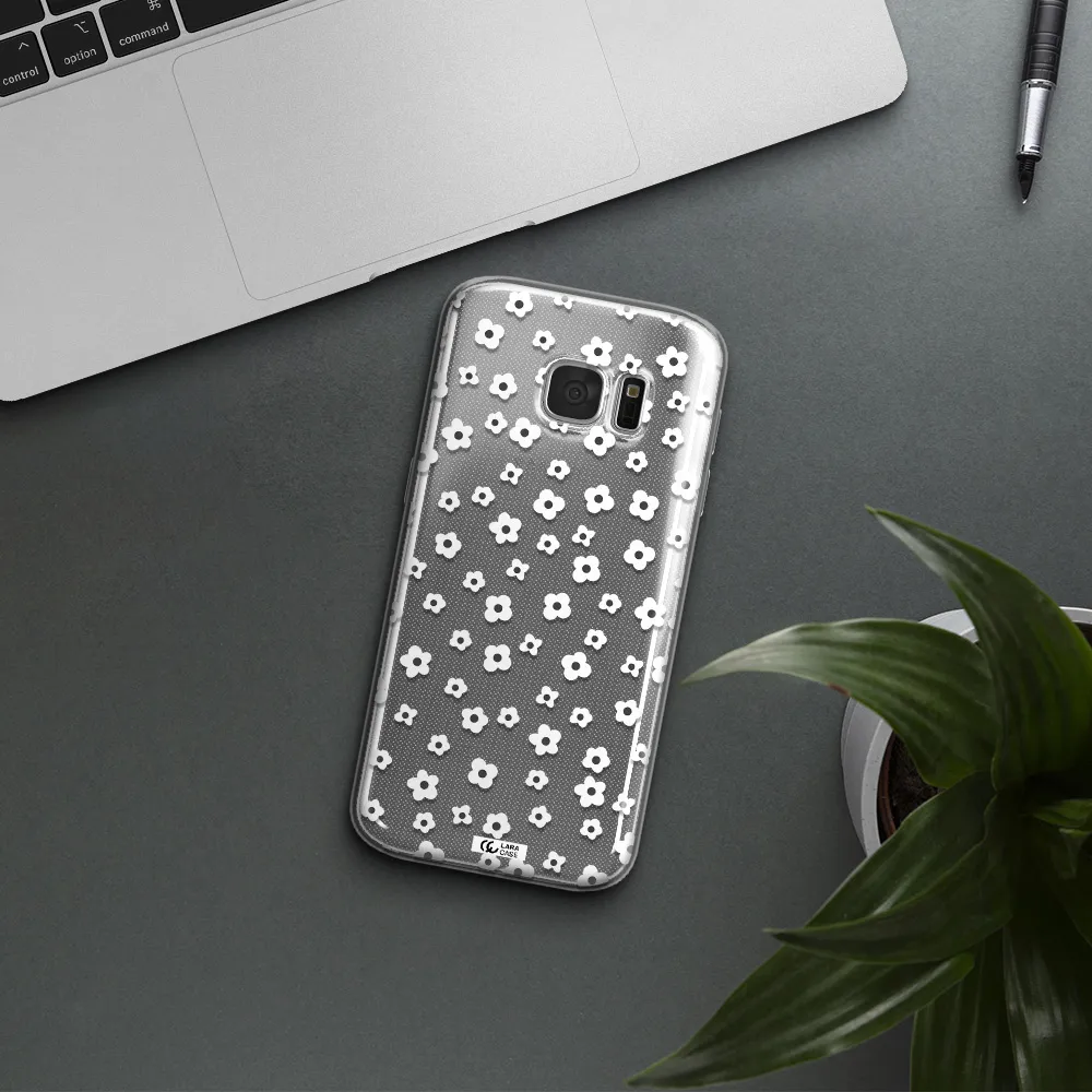 Five Petal White Flower Samsung S 7 Clear TPU Case