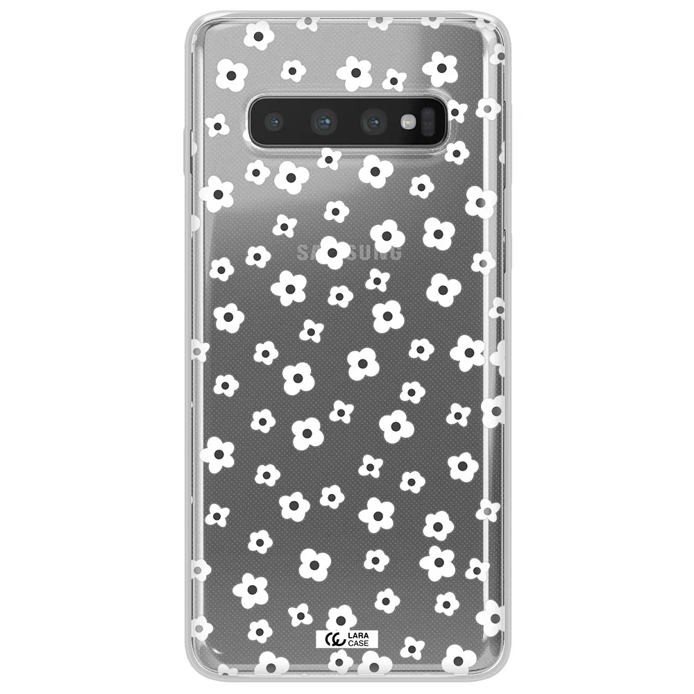 Five Petal White Flower Samsung S10 Clear TPU Case