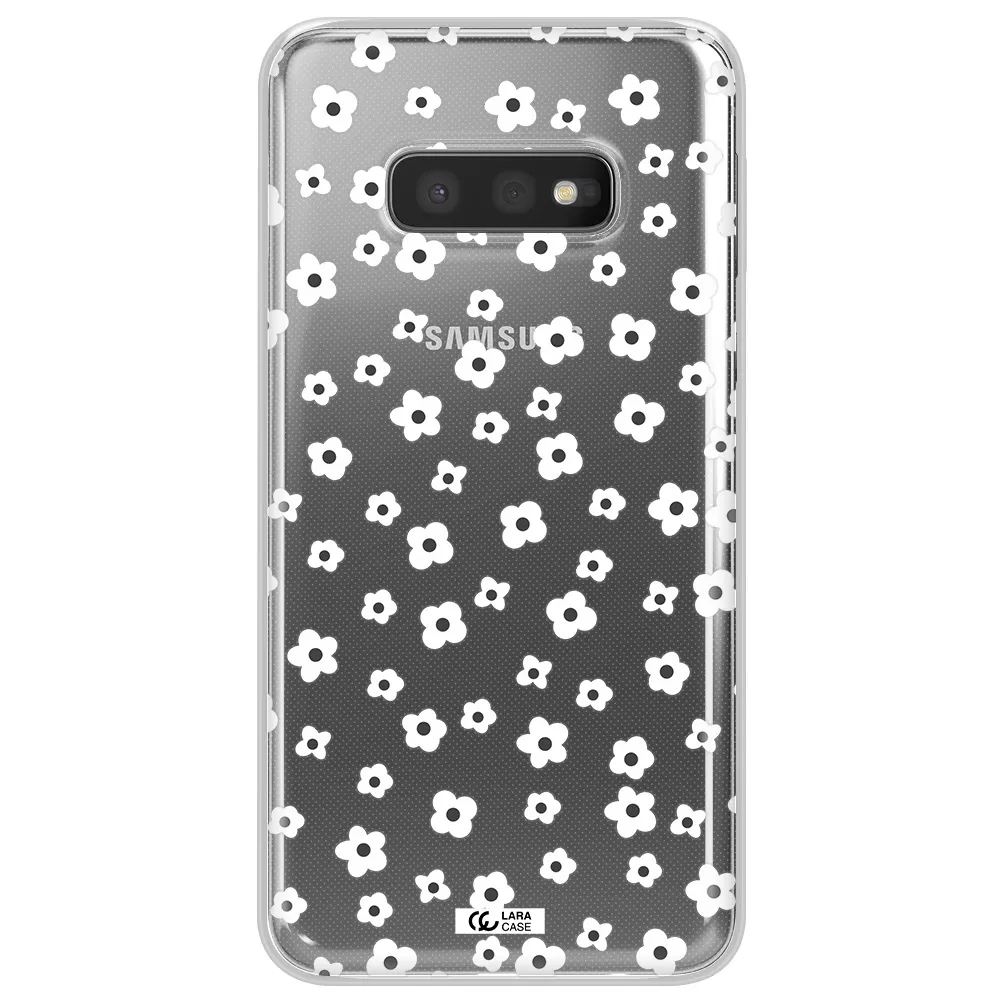 Five Petal White Flower Samsung S10e Clear TPU Case
