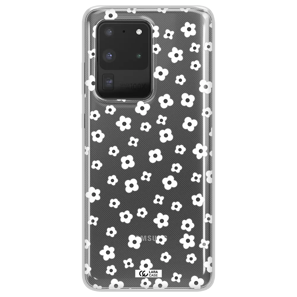 Five Petal White Flower Samsung S20 Ultra Clear TPU Case