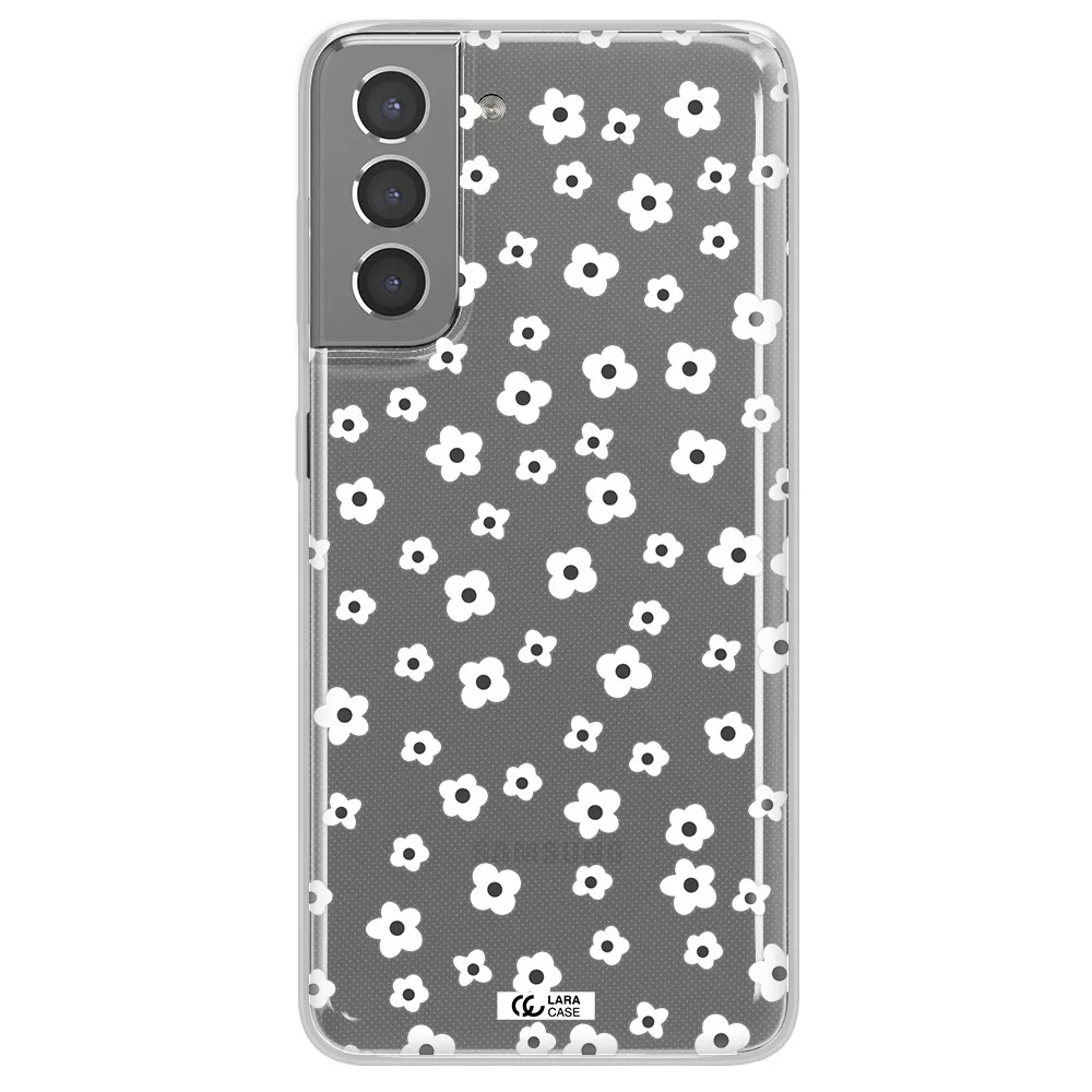 Five Petal White Flower Samsung S21 Clear TPU Case