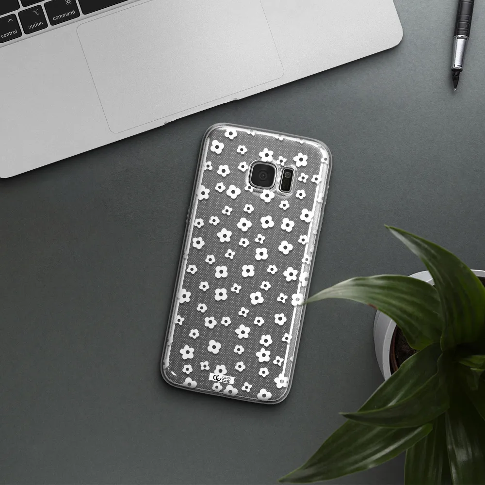 Five Petal White Flower Samsung S7 Edge Clear TPU Case