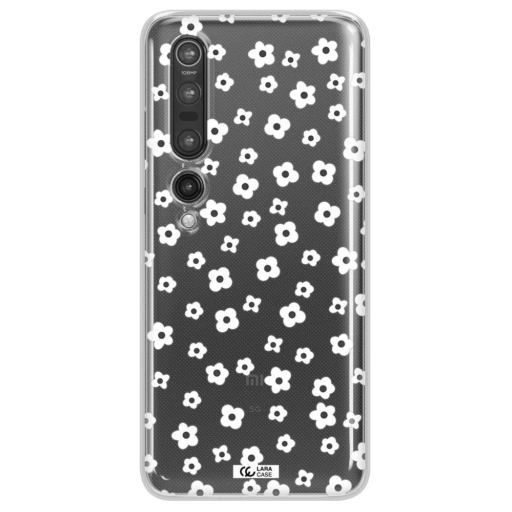Five Petal White Flower Xiaomi Mi 10 Pro Clear TPU Case