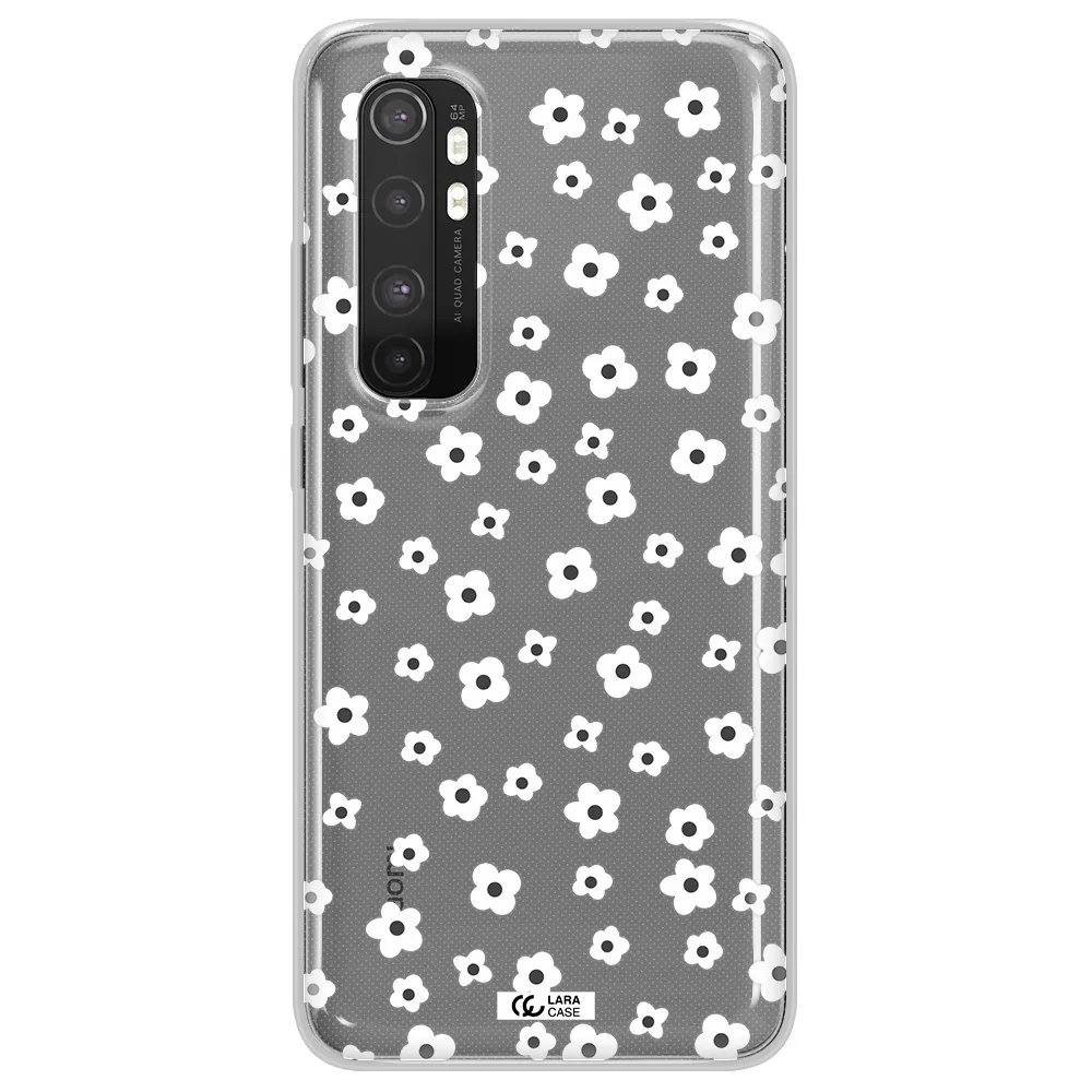 Five Petal White Flower Xiaomi Mi Note 10 Lite Clear TPU Case