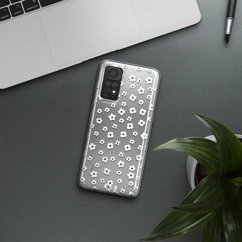 Five Petal White Flower Xiaomi Note 11 Pro Clear TPU Case