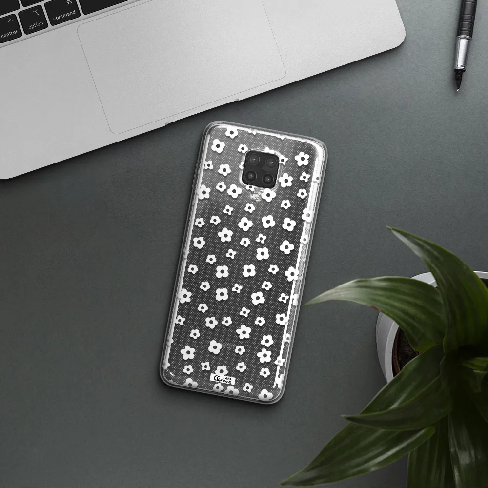 Five Petal White Flower Xiaomi Note 9 Pro Clear TPU Case