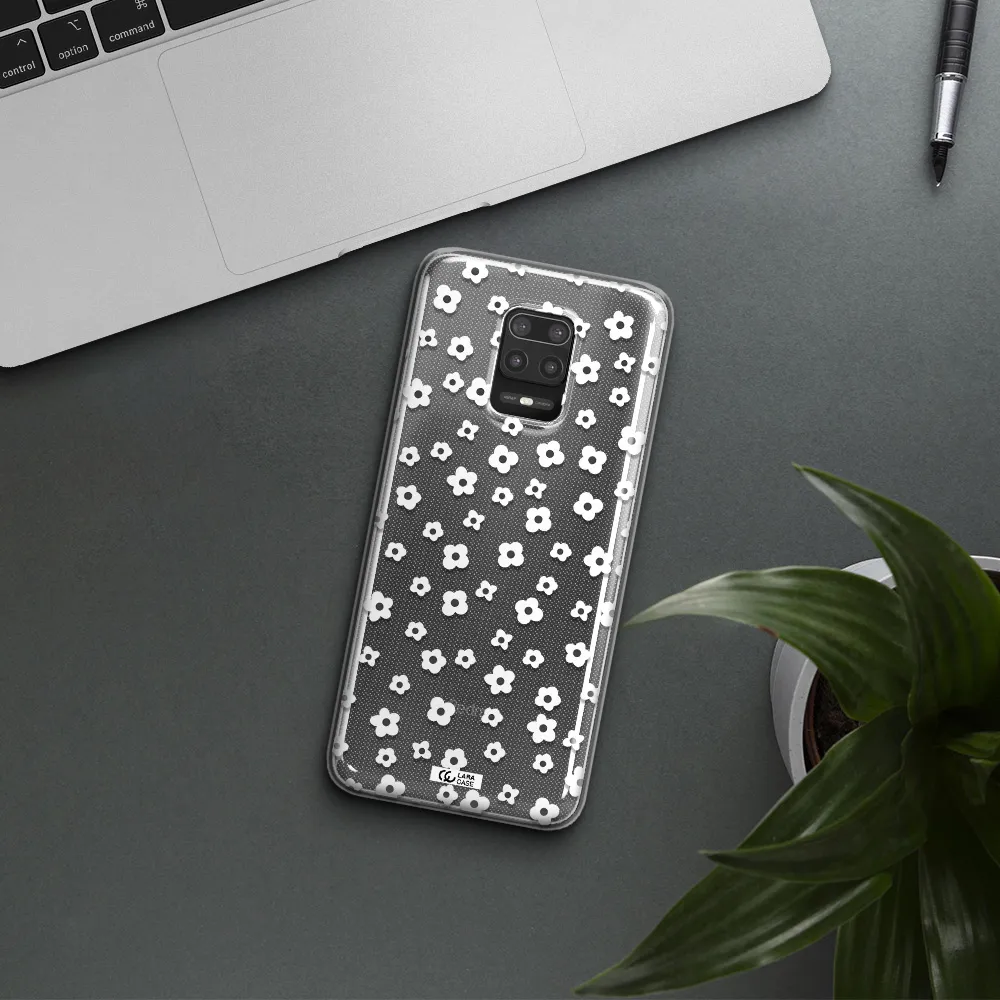 Five Petal White Flower Xiaomi Note 9S Clear TPU Case