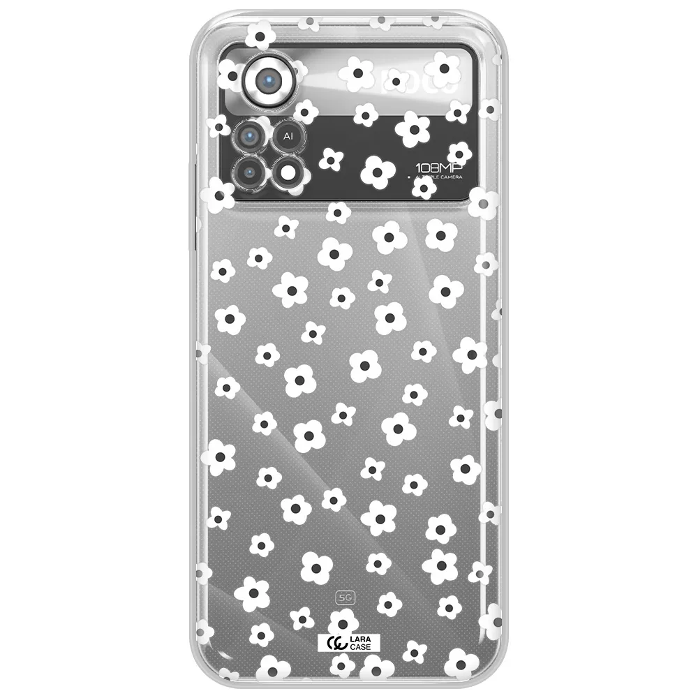 Five Petal White Flower Xiaomi Poco X4 Pro Clear TPU Case