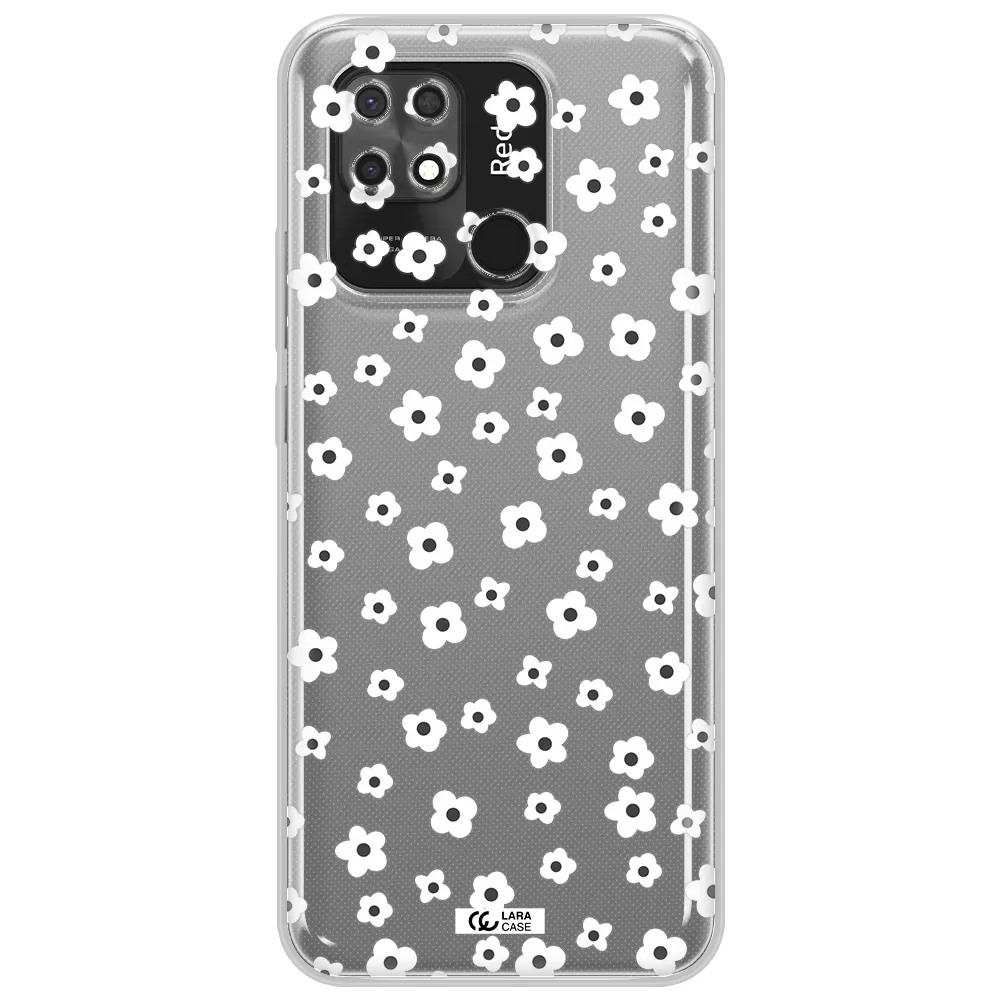 Five Petal White Flower Xiaomi Redmi 10C Clear TPU Case