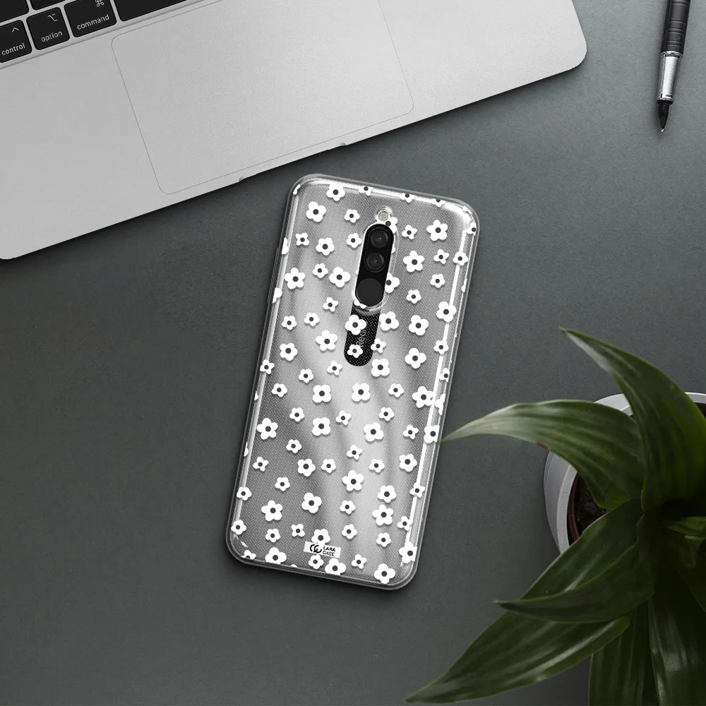 Five Petal White Flower Xiaomi Redmi 8 Clear Tpu Case