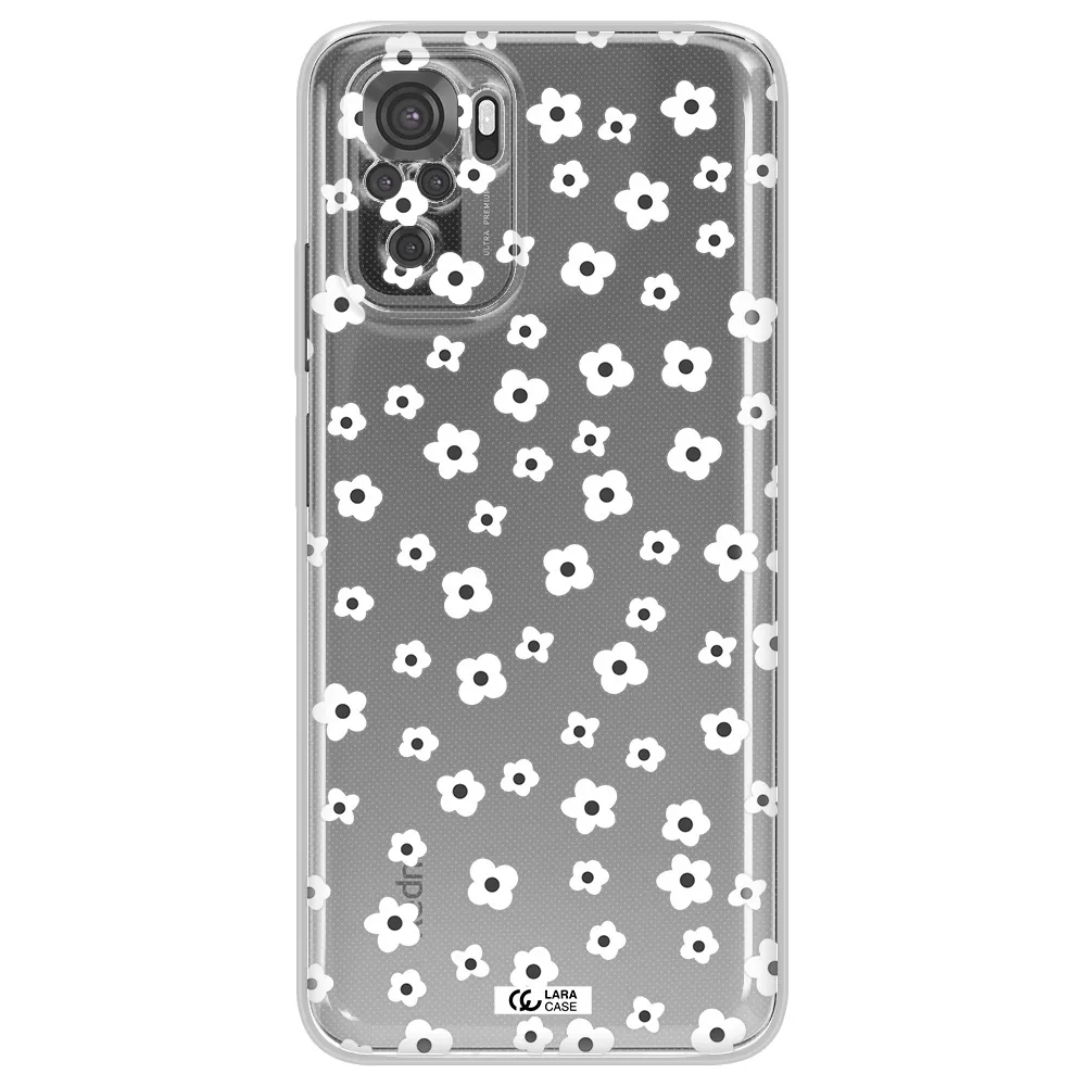 Five Petal White Flower Xiaomi Redmi Note 10S Clear Tpu Case