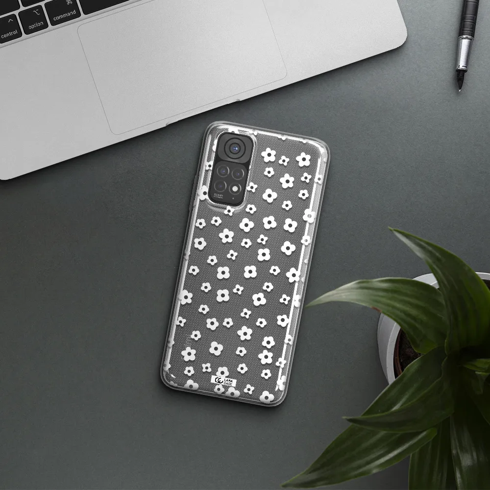 Five Petal White Flower Xiaomi Redmi Note 11 Clear TPU Case