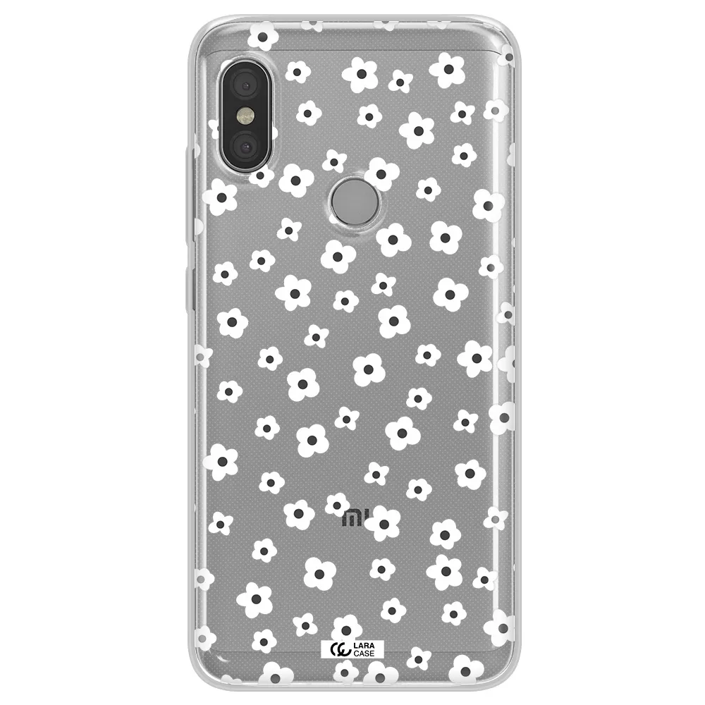 Five Petal White Flower Xiaomi Redmi Note 6 Pro Clear TPU Case