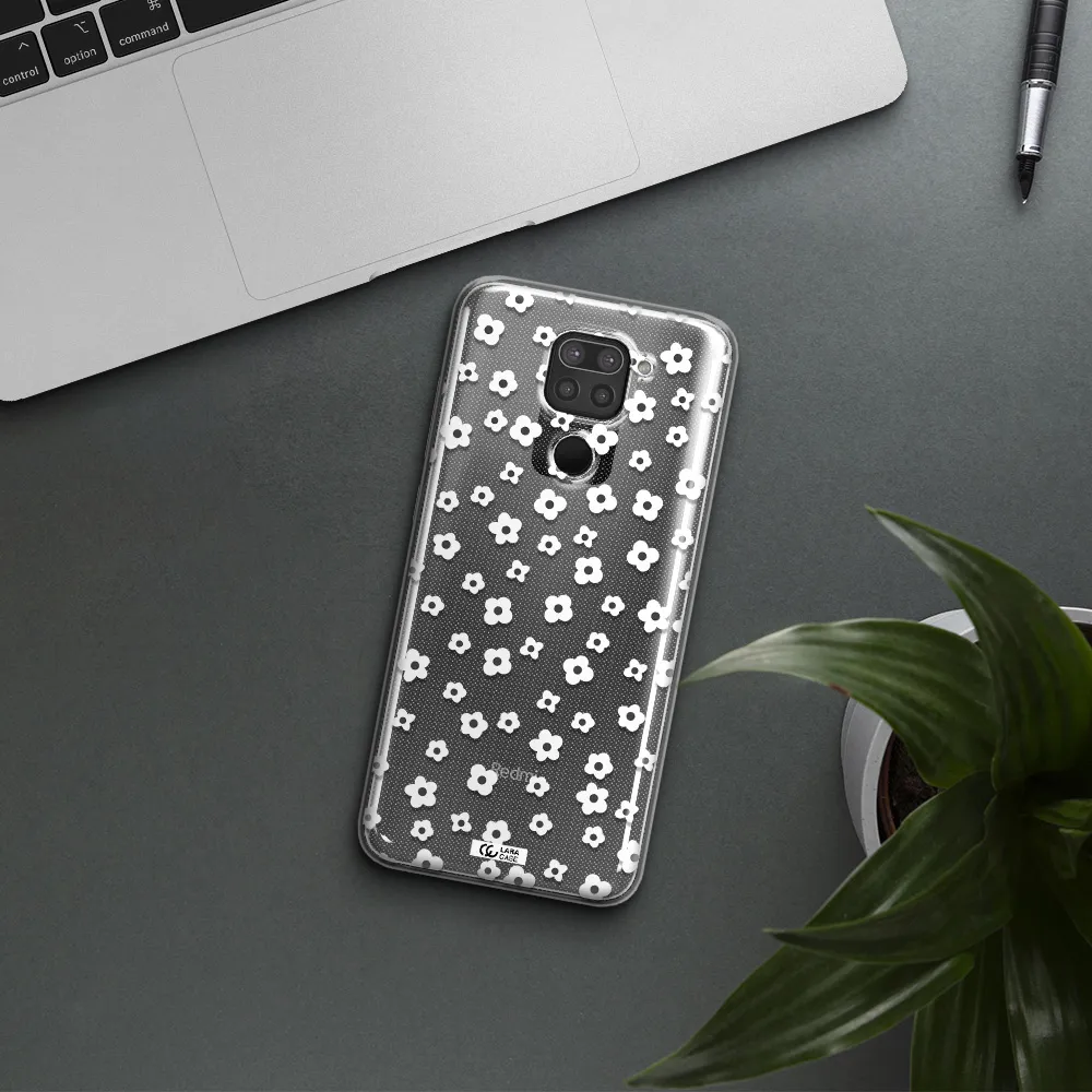 Five Petal White Flower Xiaomi Redmi Note 9 Clear TPU Case
