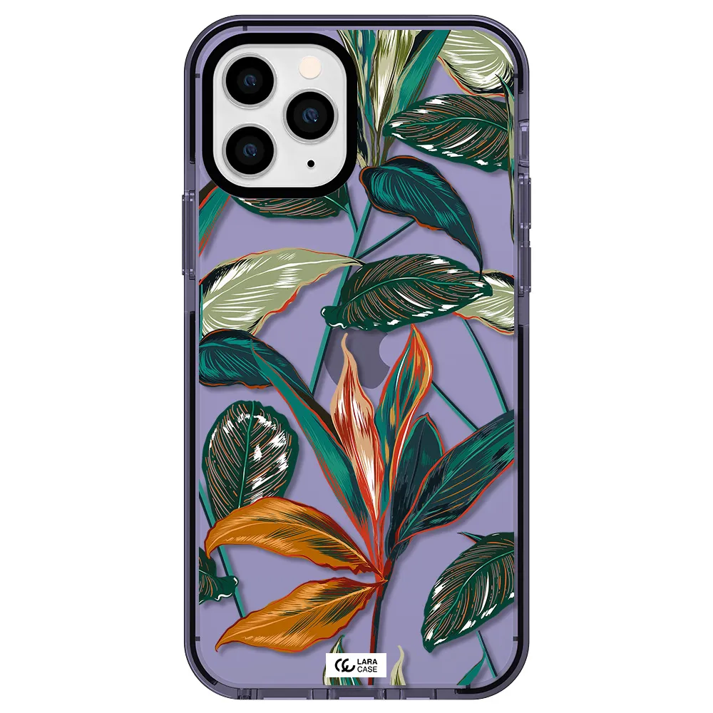 Colorful Tropical Leaves Apple iPhone 11 pro impact Lilac Case