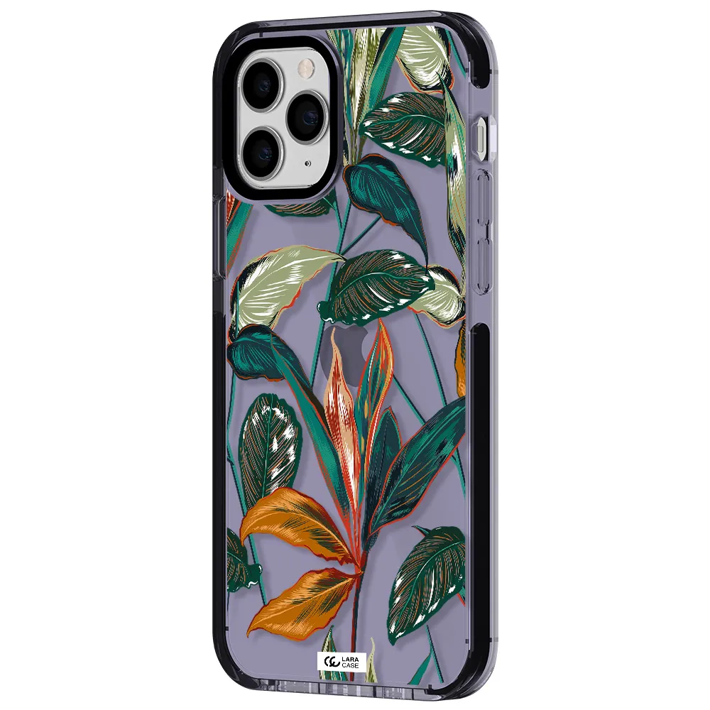 Colorful Tropical Leaves Apple iPhone 11 pro impact Lilac Case