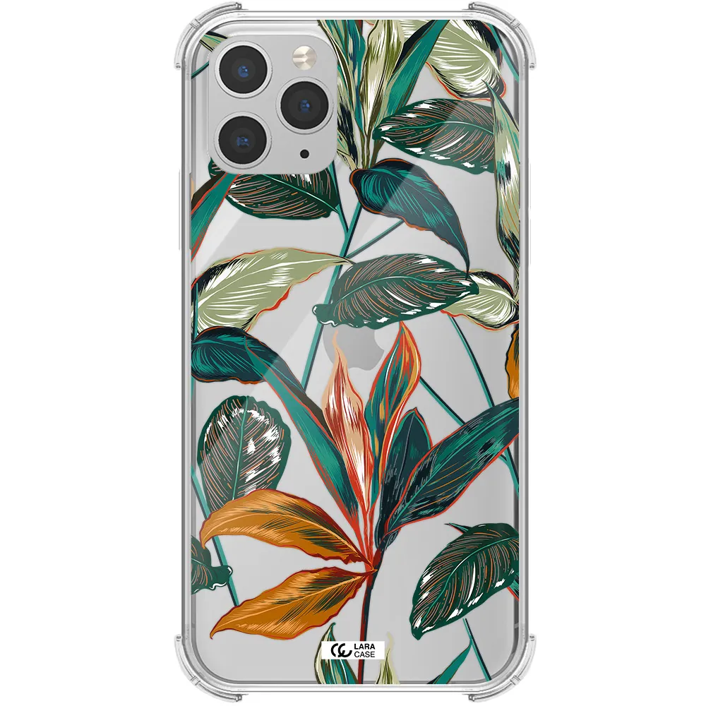 Colorful Tropical Leaves Apple iPhone 11 pro max Clear PC Case