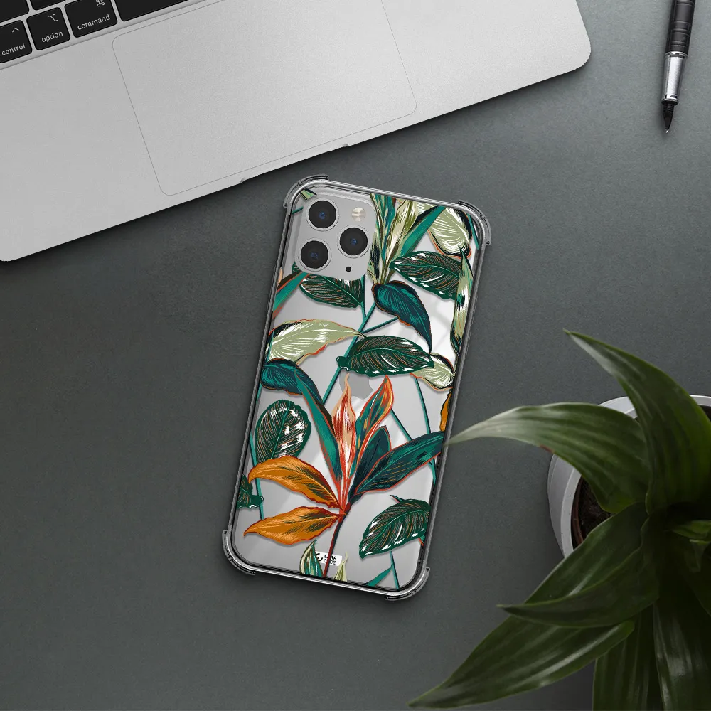 Colorful Tropical Leaves Apple iPhone 11 pro max Clear PC Case