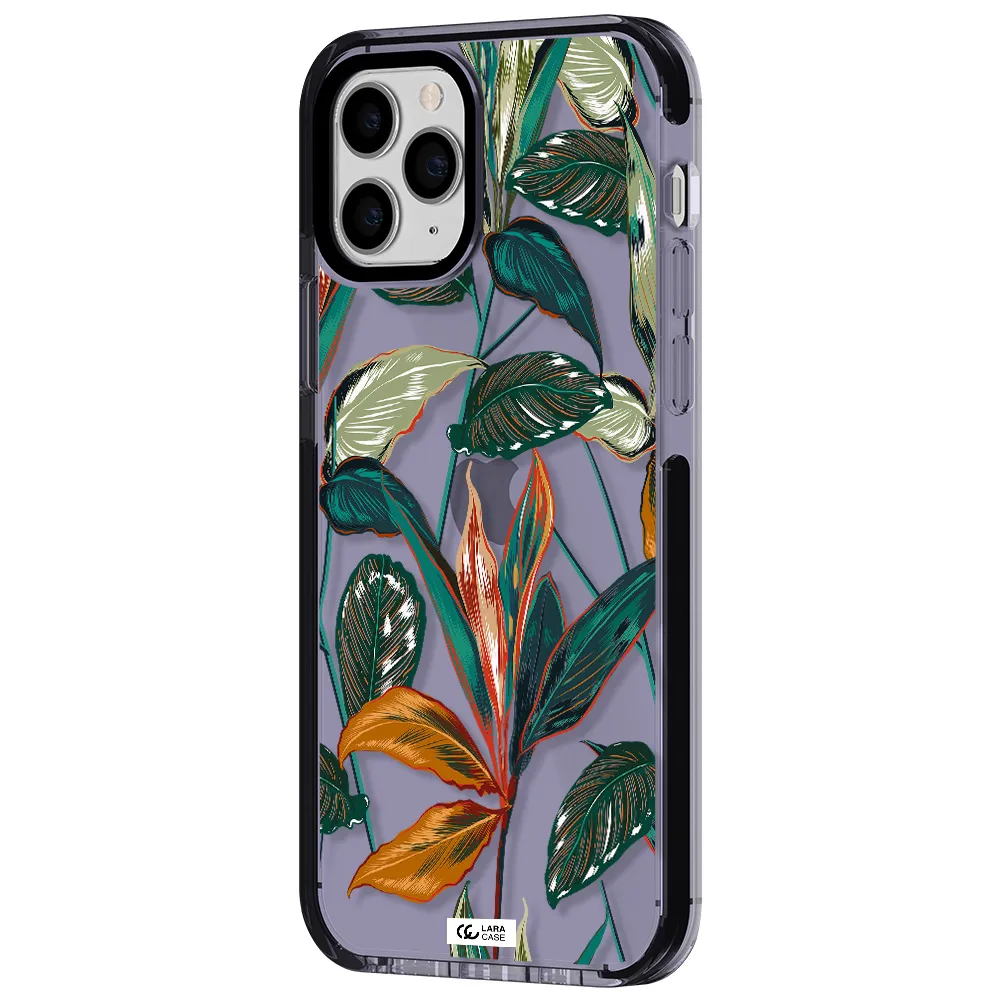 Colorful Tropical Leaves Apple iPhone 11 pro max impact Lilac Case