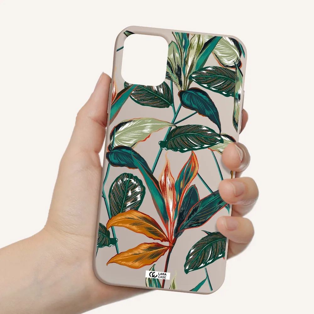 Colorful Tropical Leaves Apple iPhone 11 Silicone Stone Case