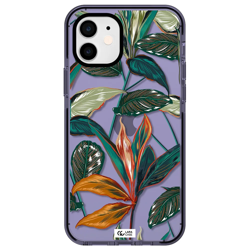 Colorful Tropical Leaves Apple iPhone 12 impact Lilac Case