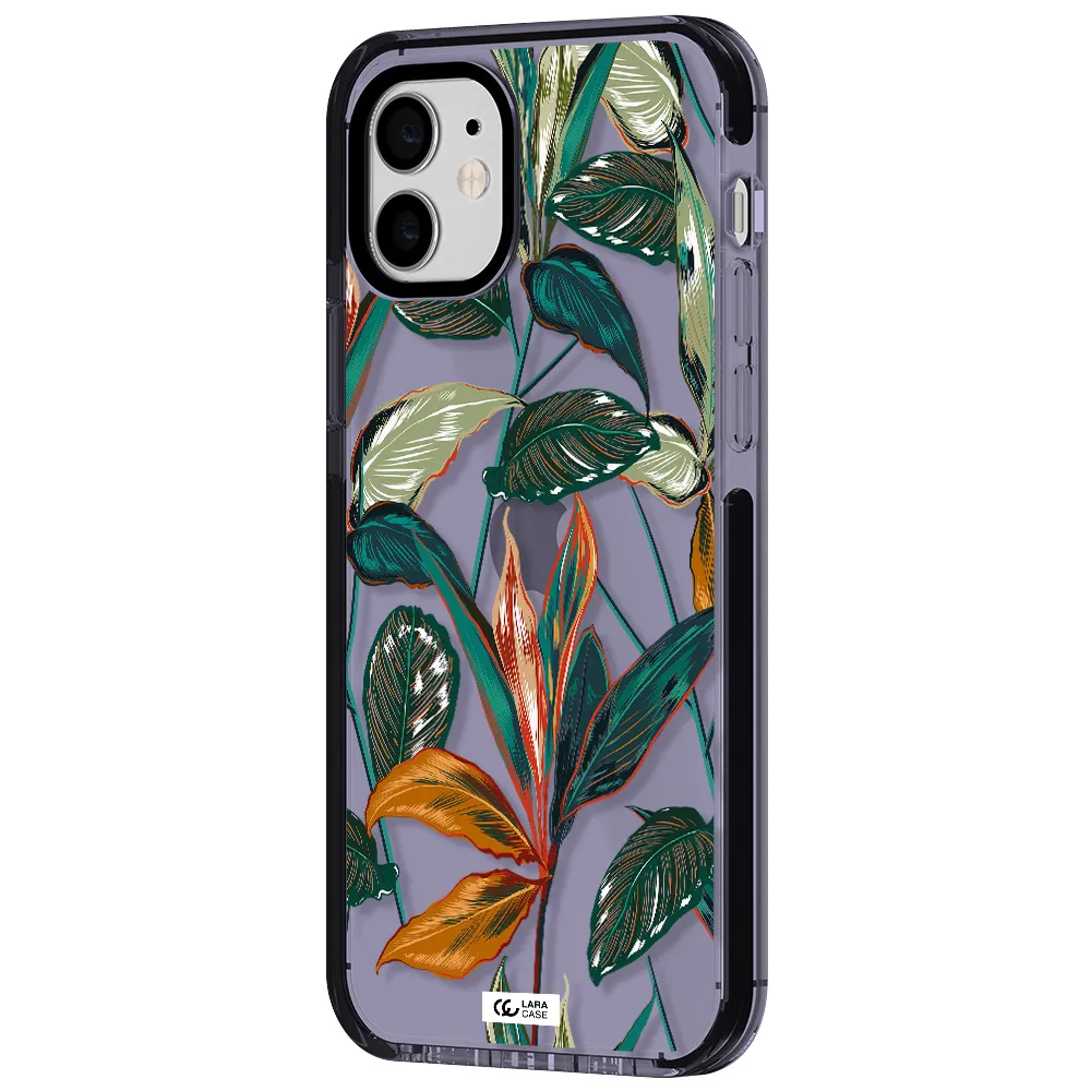 Colorful Tropical Leaves Apple iPhone 12 impact Lilac Case