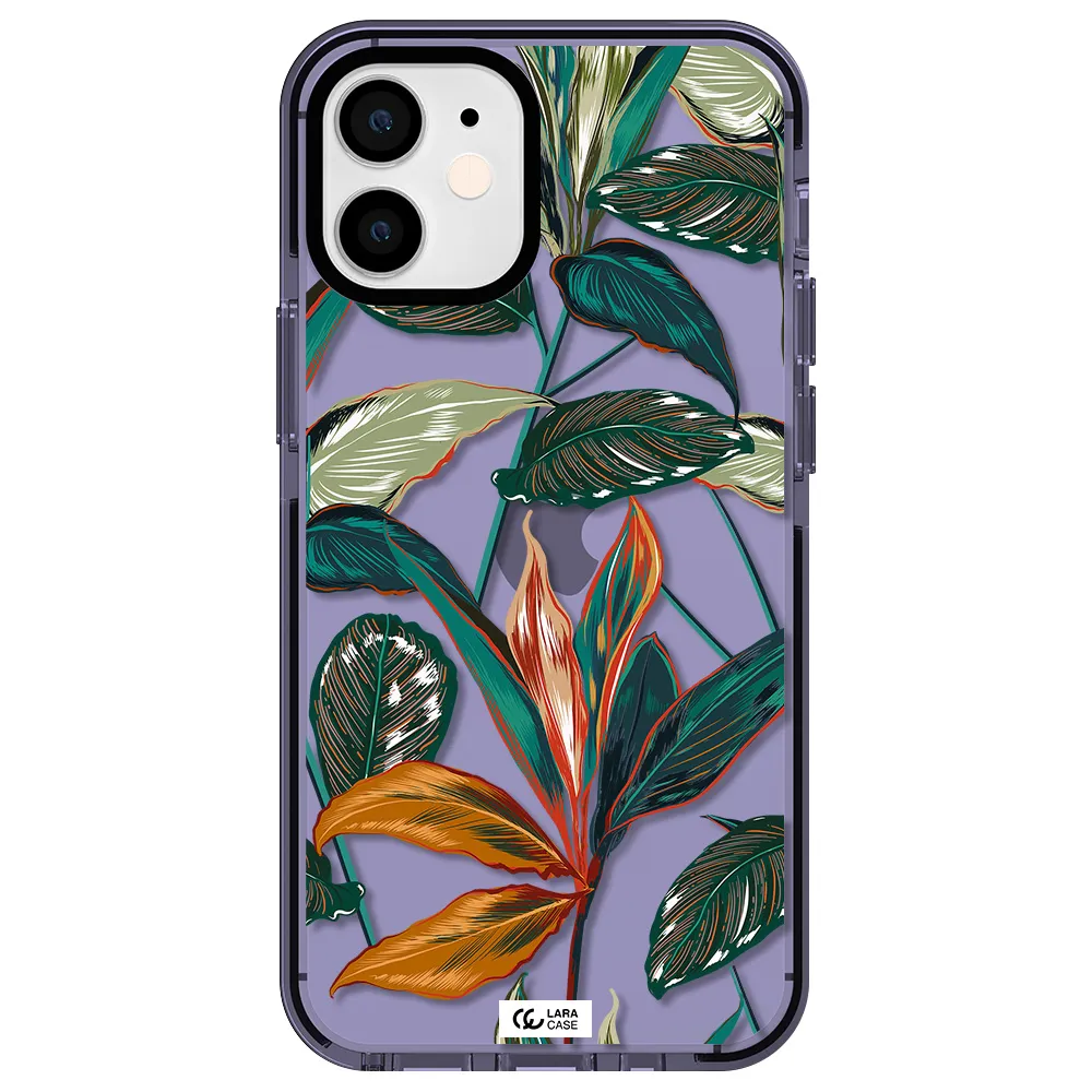 Colorful Tropical Leaves Apple iPhone 12 mini impact Lilac Case