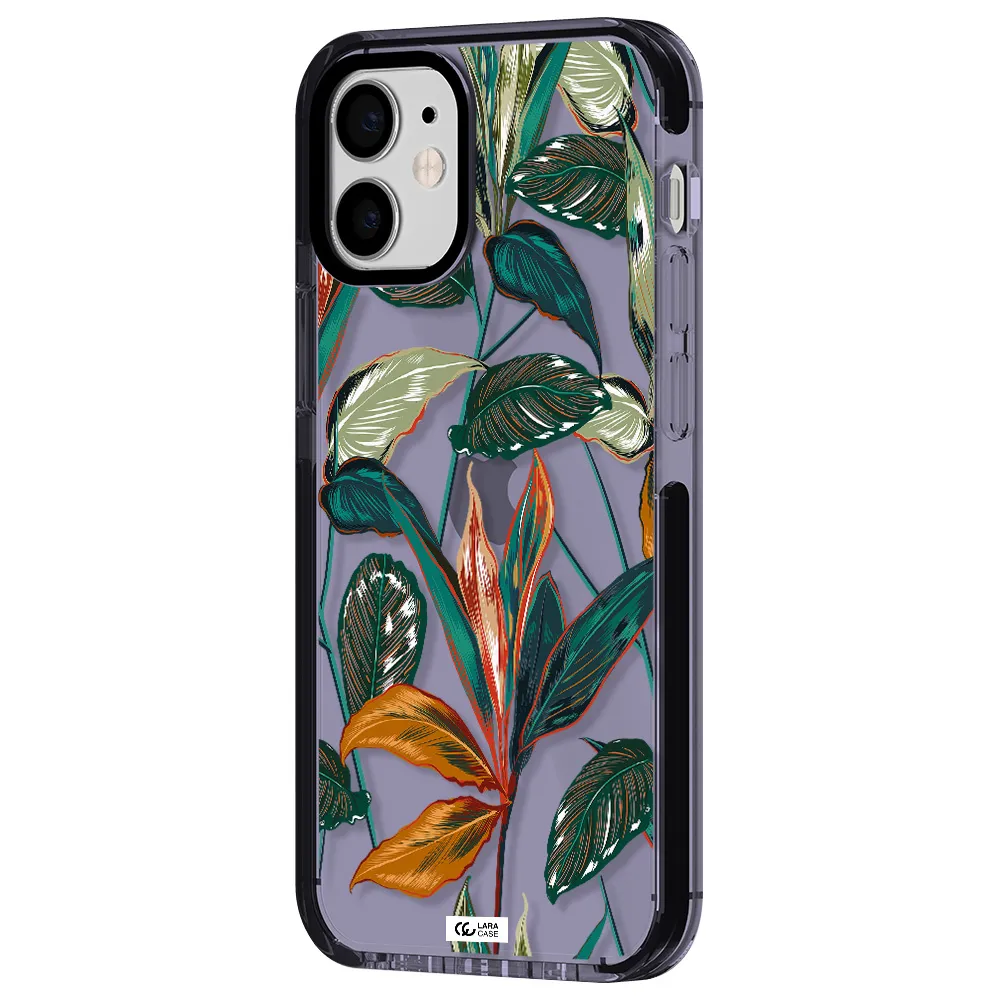 Colorful Tropical Leaves Apple iPhone 12 mini impact Lilac Case