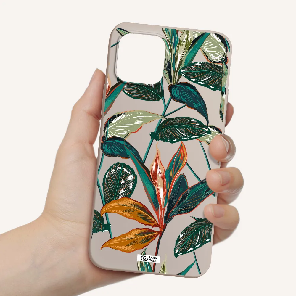 Colorful Tropical Leaves Apple iPhone 12 mini Silicone Stone Case