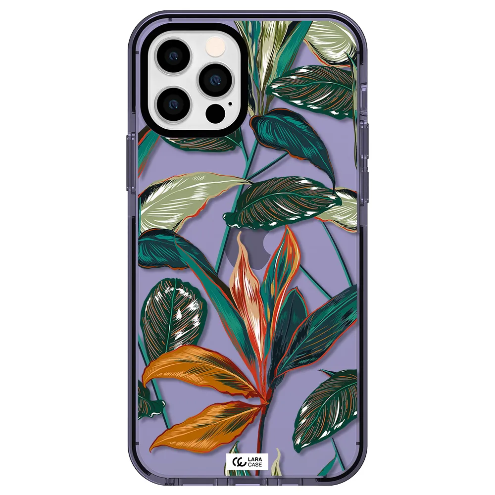 Colorful Tropical Leaves Apple iPhone 12 pro impact Lilac Case