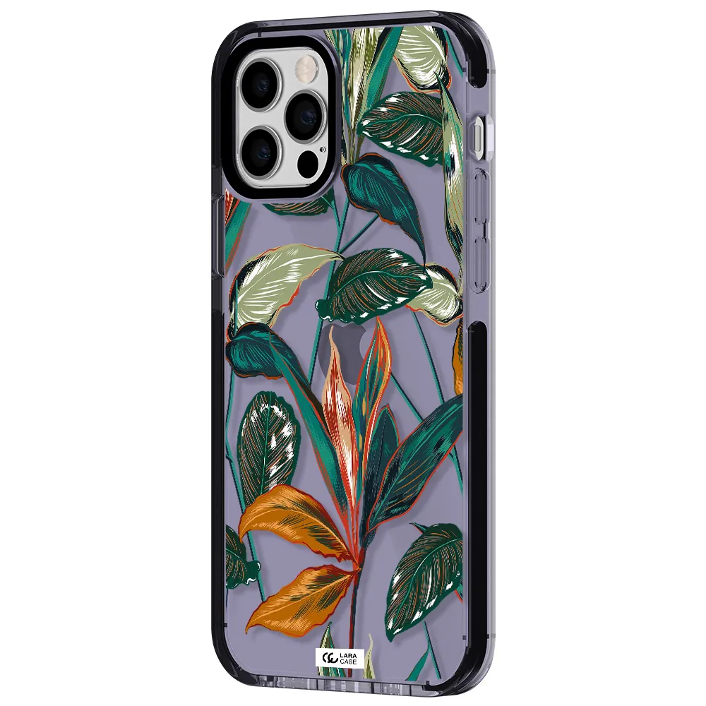 Colorful Tropical Leaves Apple iPhone 12 pro impact Lilac Case