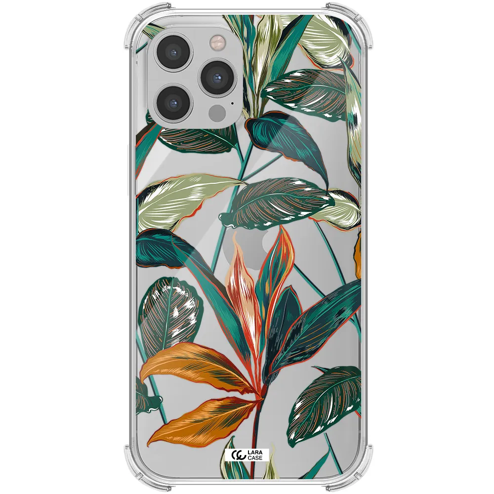 Colorful Tropical Leaves Apple iPhone 12 pro max Clear PC Case