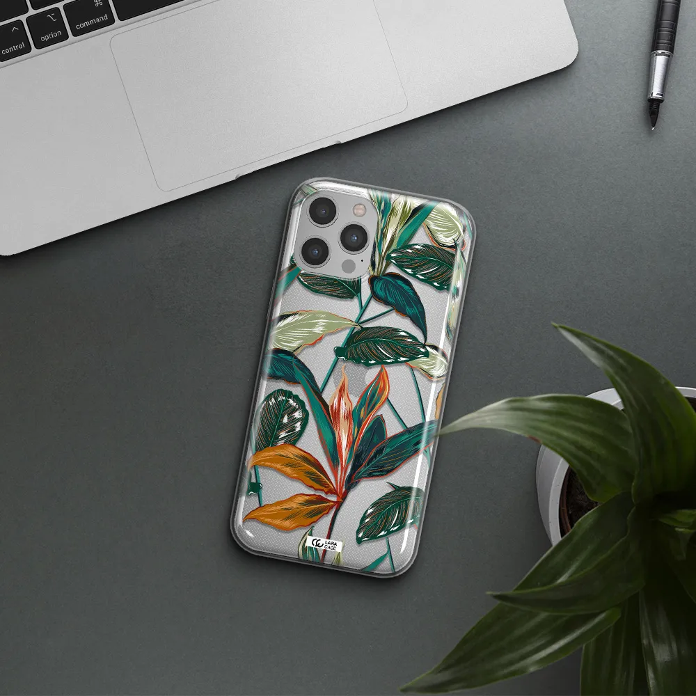 Colorful Tropical Leaves Apple iPhone 12 pro max Clear TPU Case