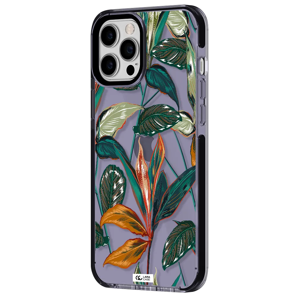 Colorful Tropical Leaves Apple iPhone 12 pro max impact Lilac Case
