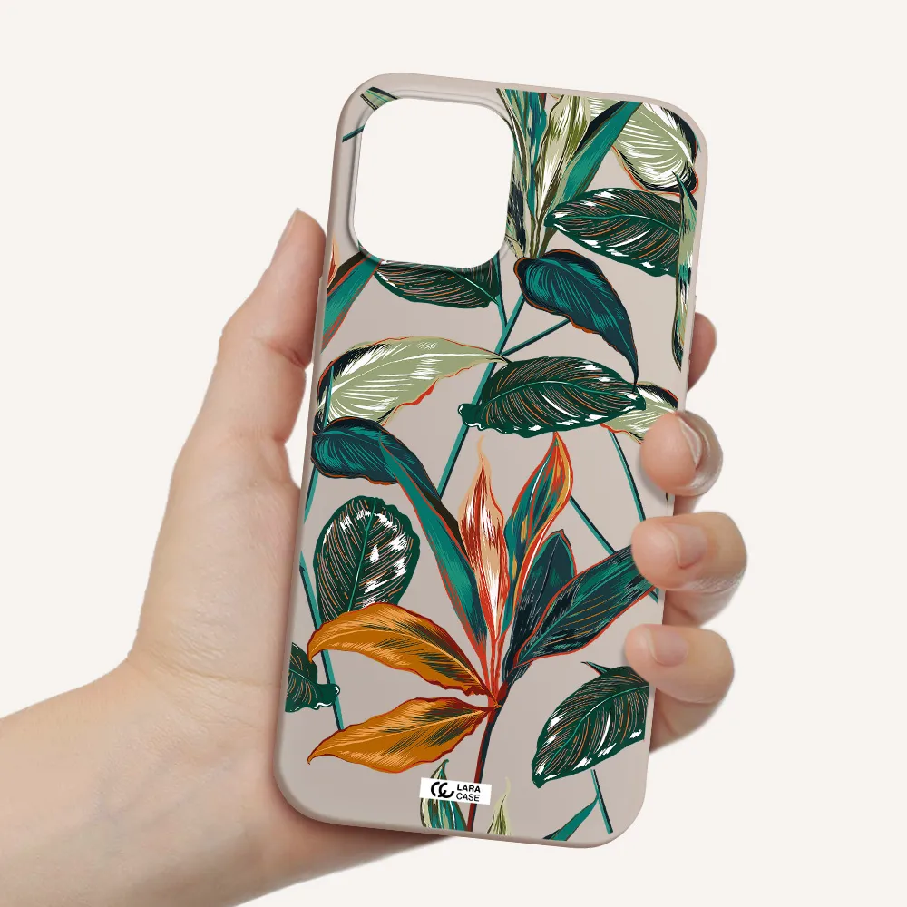 Colorful Tropical Leaves Apple iPhone 12 pro Silicone Stone Case