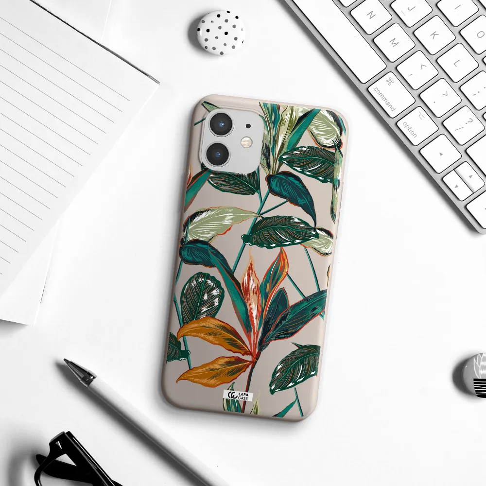 Colorful Tropical Leaves Apple iPhone 12 Silicone Stone Case