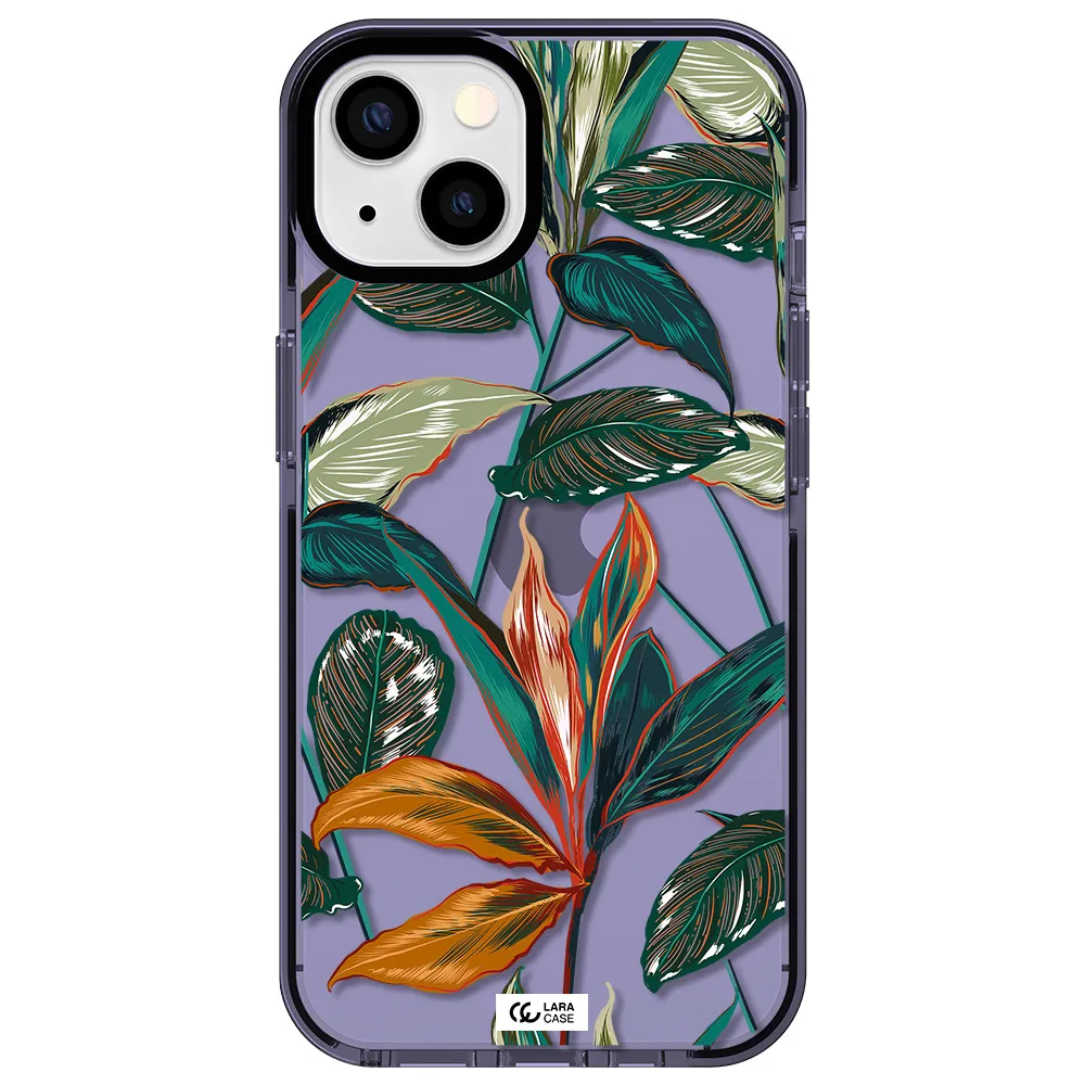 Colorful Tropical Leaves Apple iPhone 13 impact Lilac Case