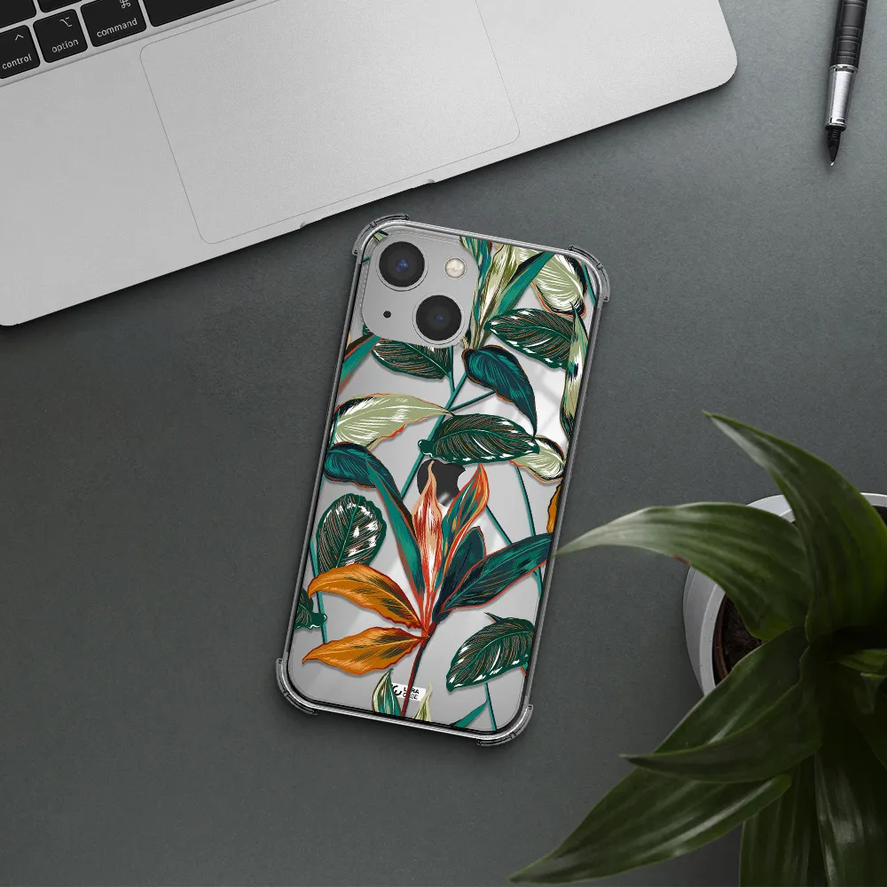 Colorful Tropical Leaves Apple iPhone 13 mini Clear PC Case