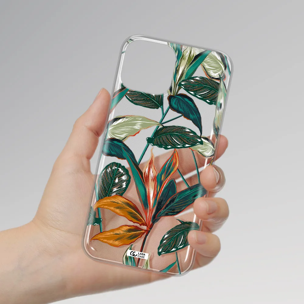 Colorful Tropical Leaves Apple iPhone 13 mini Clear TPU Case