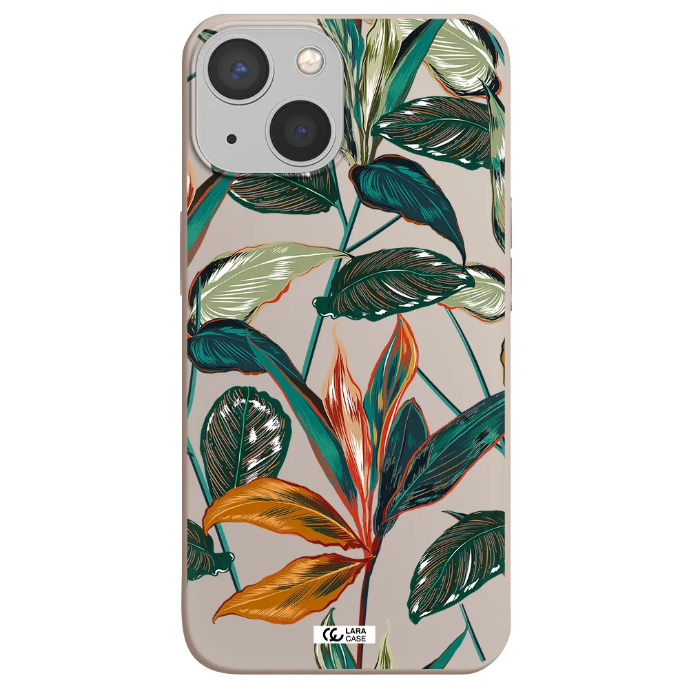 Colorful Tropical Leaves Apple iPhone 13 mini Silicone Stone Case