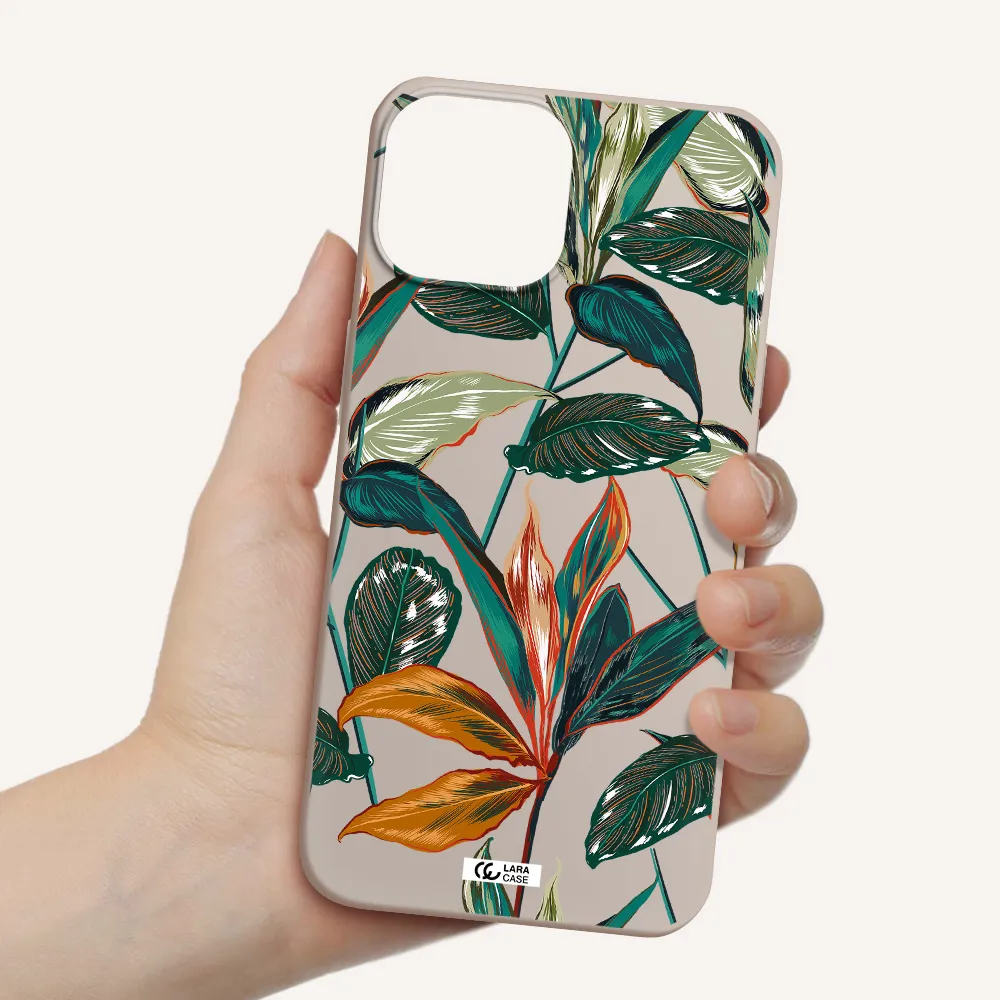 Colorful Tropical Leaves Apple iPhone 13 mini Silicone Stone Case