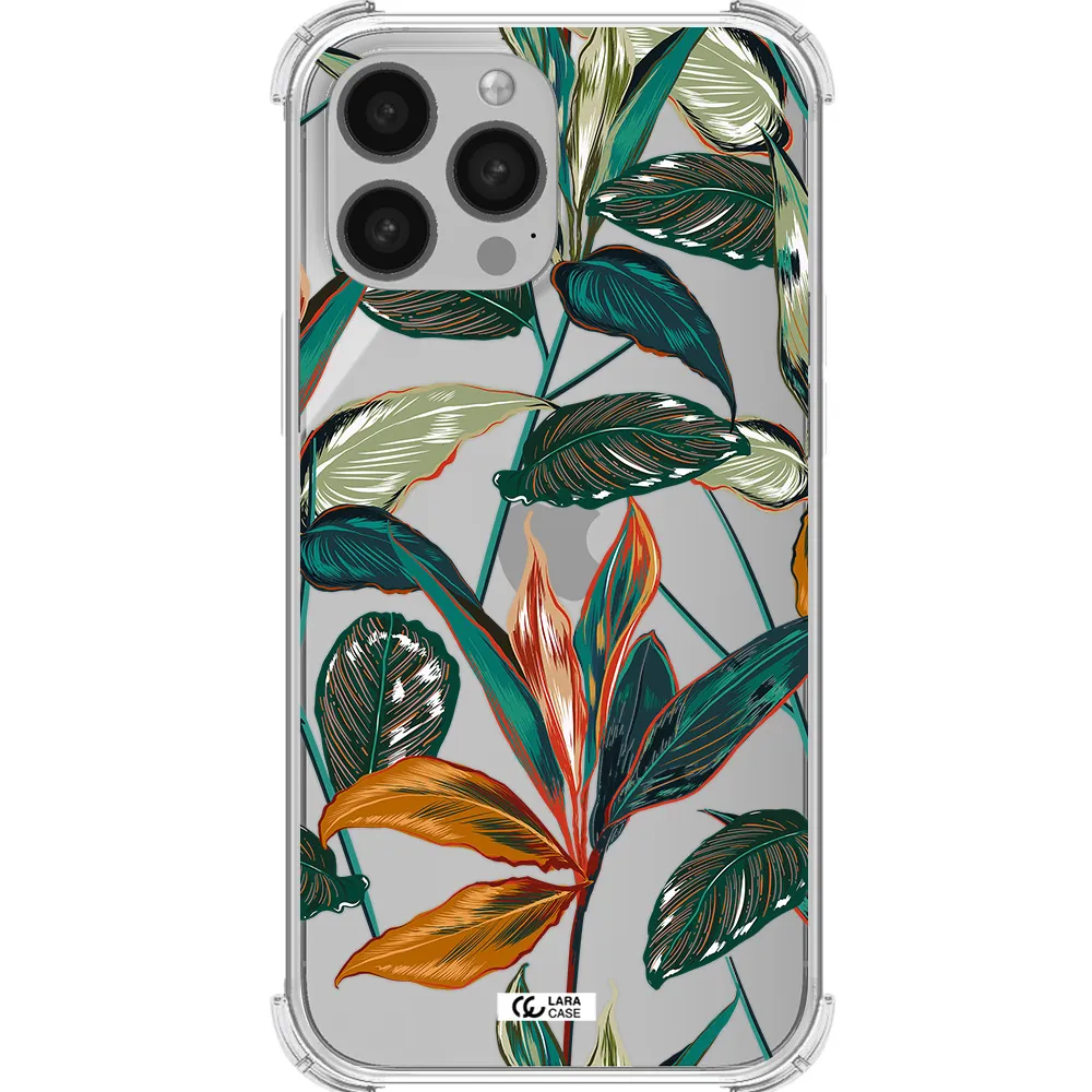 Colorful Tropical Leaves Apple iPhone 13 Pro Clear PC Case