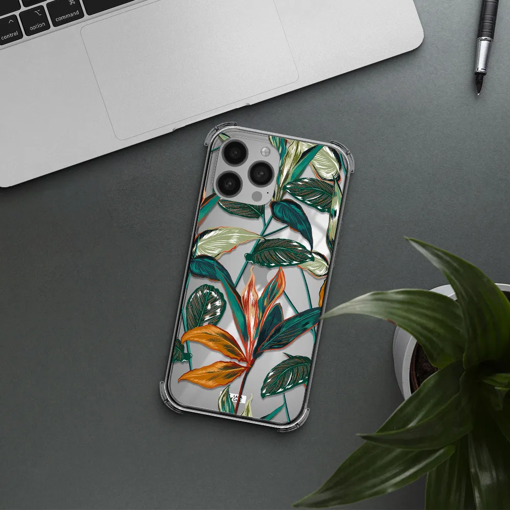 Colorful Tropical Leaves Apple iPhone 13 Pro Clear PC Case
