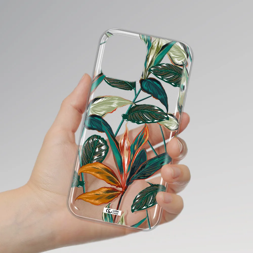Colorful Tropical Leaves Apple iPhone 13 Pro Clear TPU Case