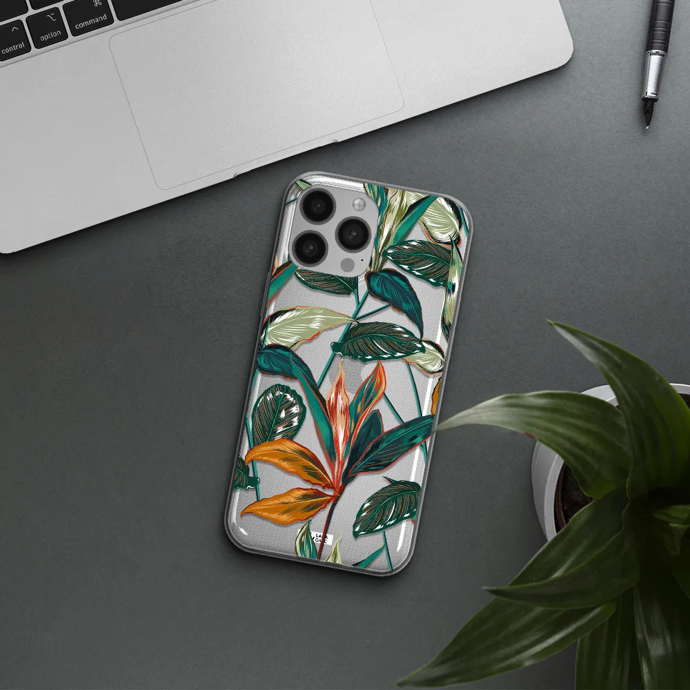 Colorful Tropical Leaves Apple iPhone 13 Pro Clear TPU Case