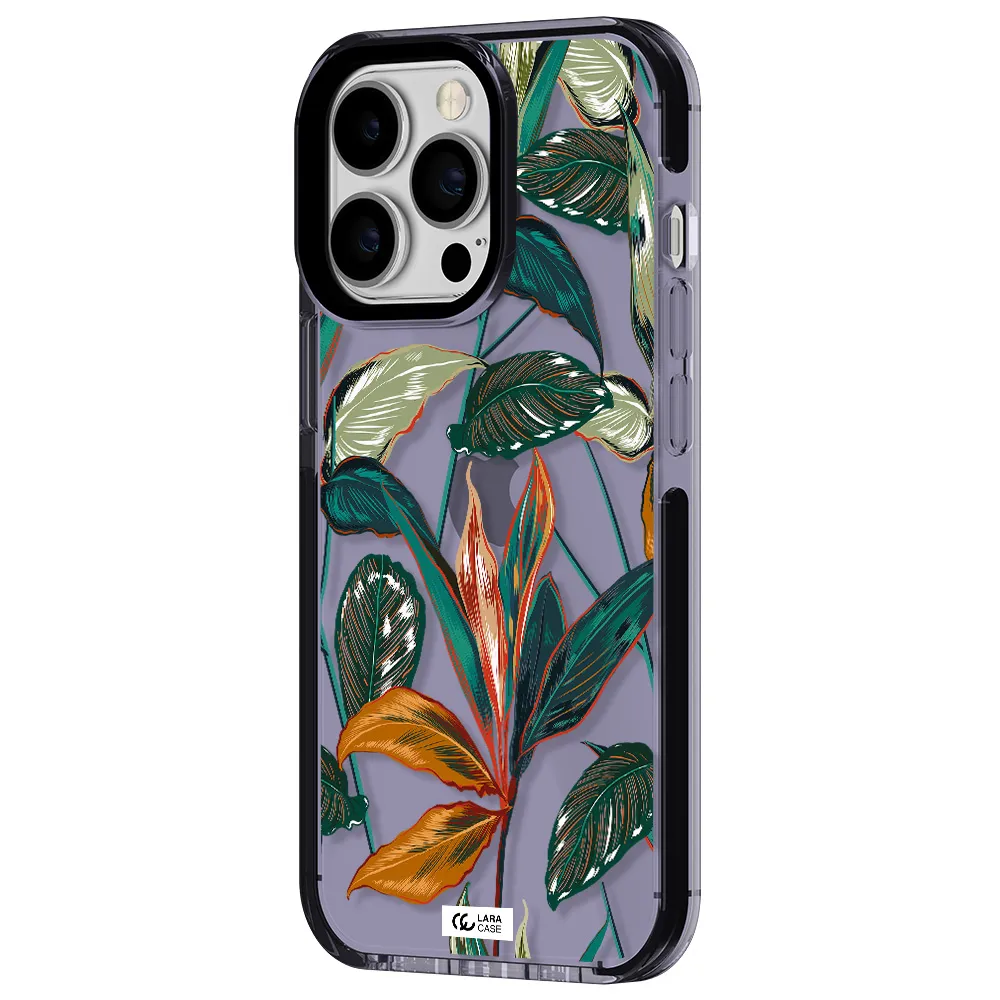Colorful Tropical Leaves Apple iPhone 13 Pro impact Lilac Case