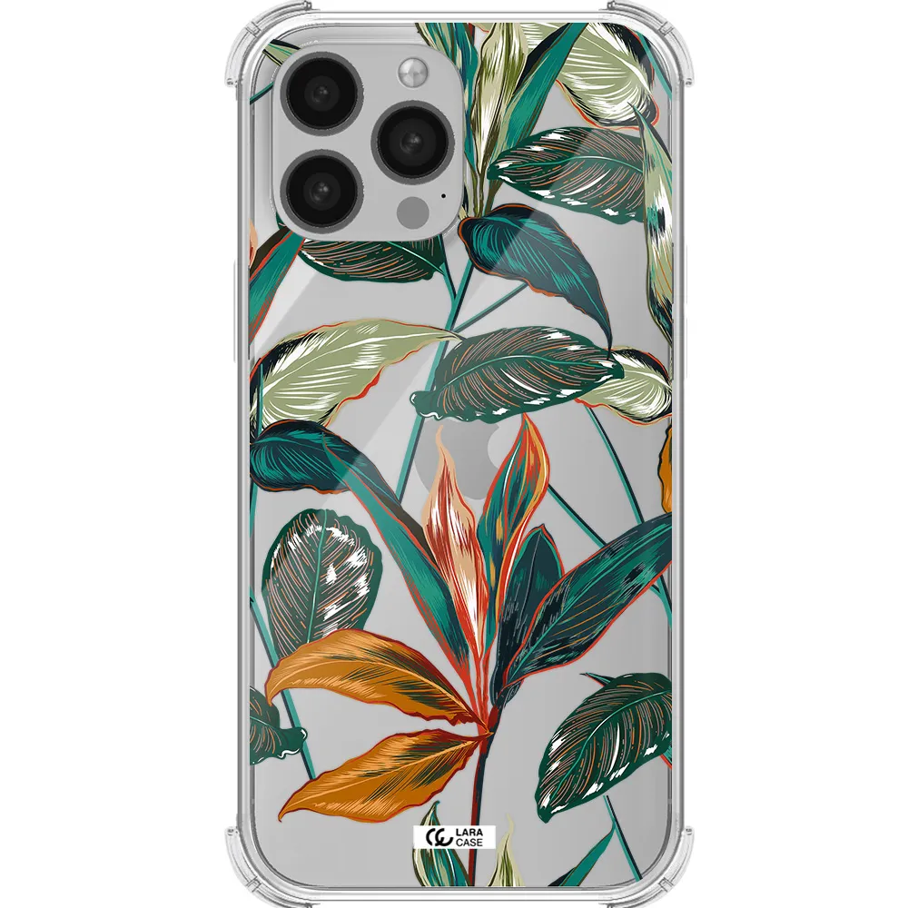 Colorful Tropical Leaves Apple iPhone 13 Pro Max Clear PC Case