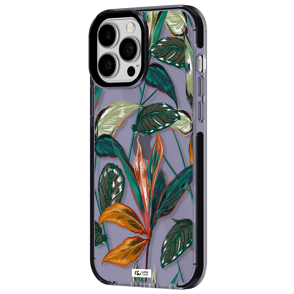 Colorful Tropical Leaves Apple iPhone 13 Pro Max impact Lilac Case