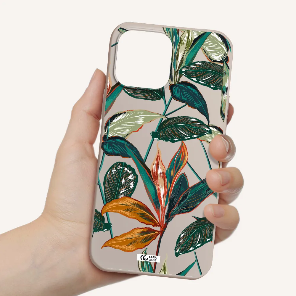 Colorful Tropical Leaves Apple iPhone 13 Pro Max Silicone Stone Case